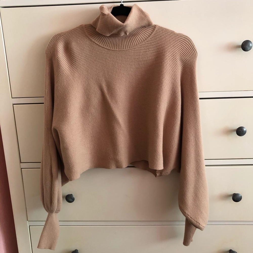 Cropped Beige Turtle Neck